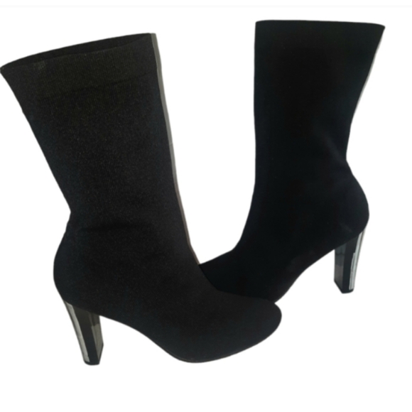 NEW women’s black midcalf heel boots, Size 7M - Picture 2 of 8